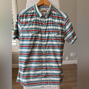 Ariat Retro Fit Hadley Snap Shirt Men’s L Tall Western Stripe Short Sleeve EUC